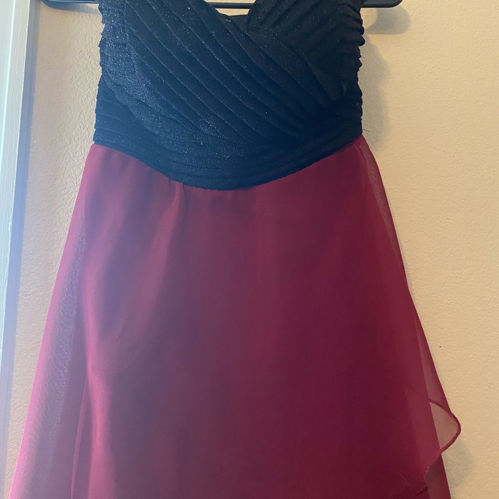 Black and Burgundy Chiffon Dress